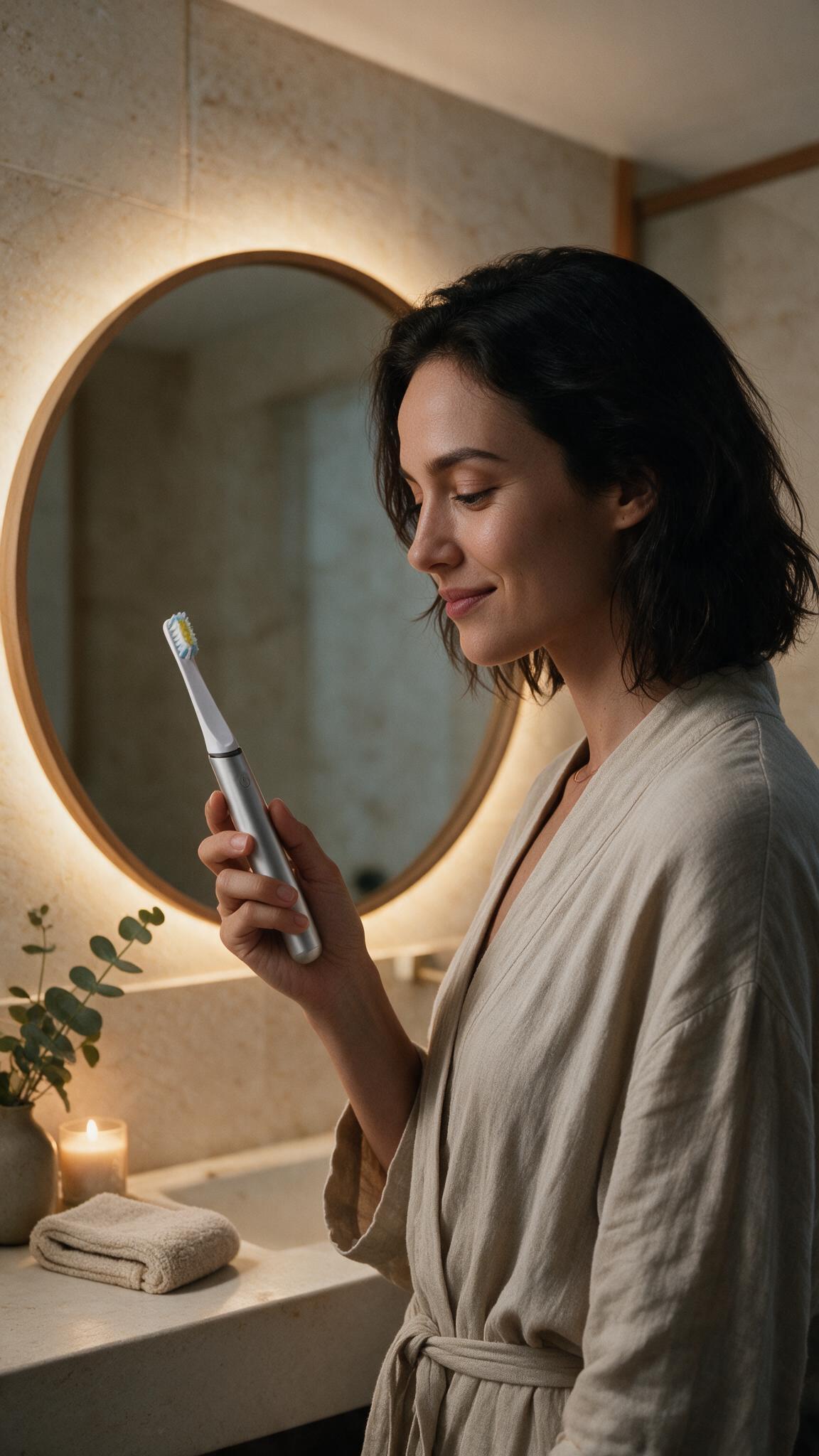 A quiet moment at the mirror with the Nora Elis brush in hand